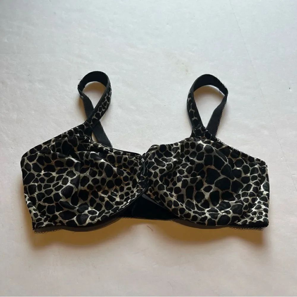 Wacoal Bra Black and Tan Leopard Print Underwire, no padding Size 34D